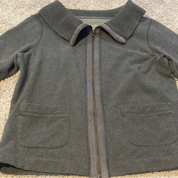 Eddie Bauer Dark Gray collar Zip Jacket With Pockets Size Medium Petitie - Picture 2 of 5